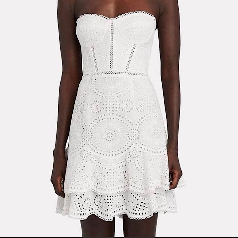 Jonathan Simkhai LIKE NEW White Eyelet Bustier Dress Size 12 ✨